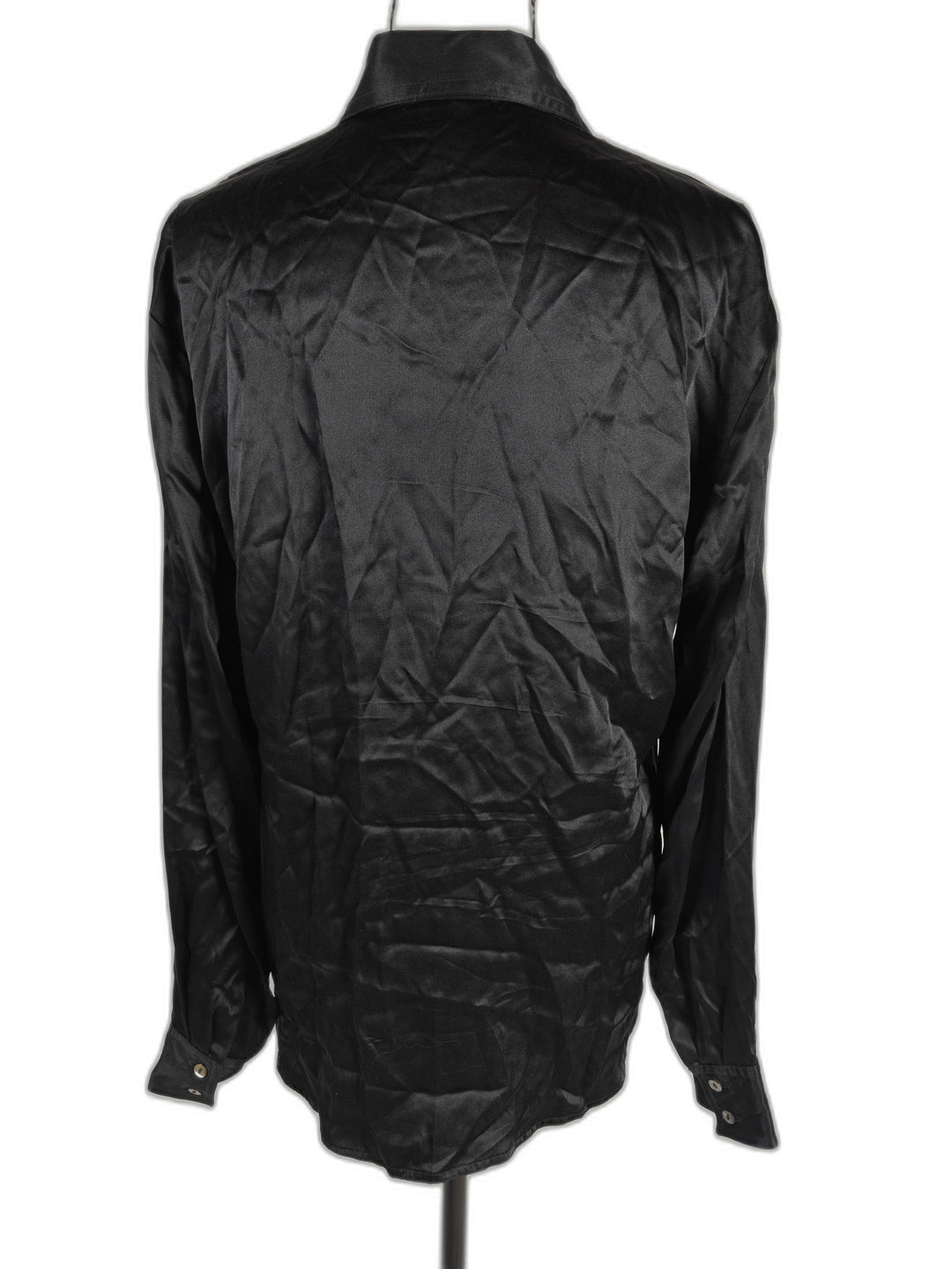 Womens Andres Silk Button Down Shirt Black Size L