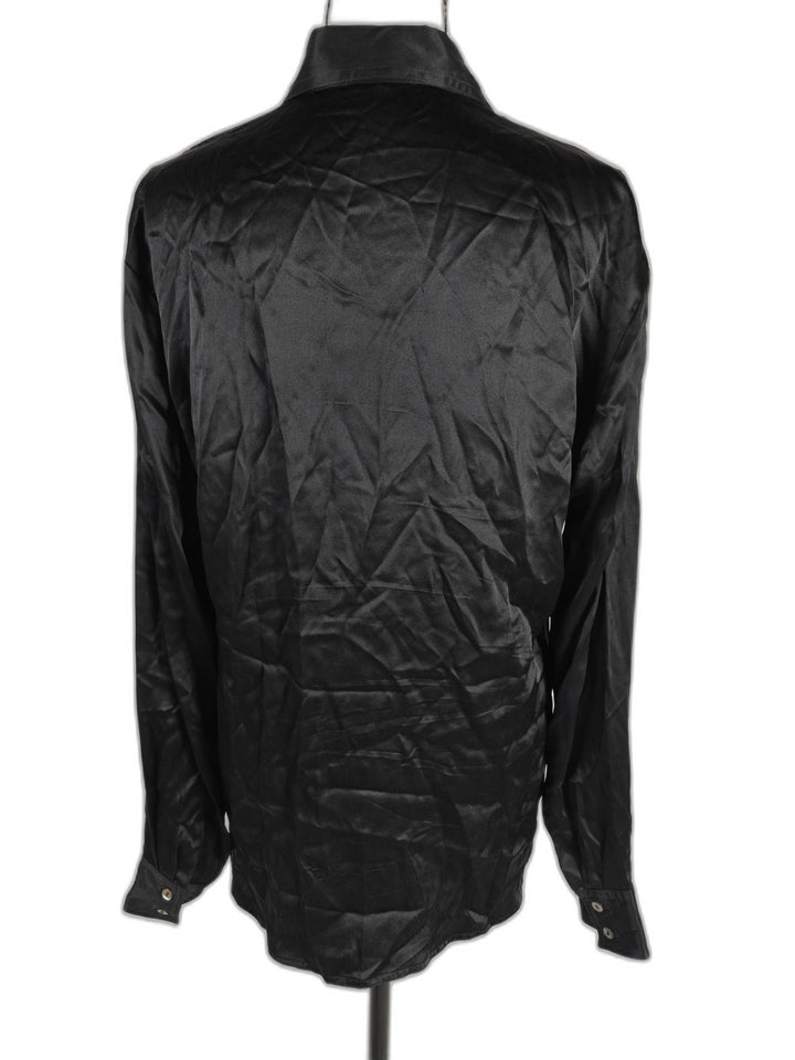 Womens Andres Silk Button Down Shirt Black Size L