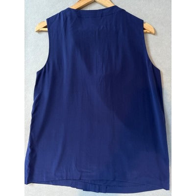 Women’s Kate Spade Sleeveless Hidden Button Down Silk Royal Blue Top Size 10
