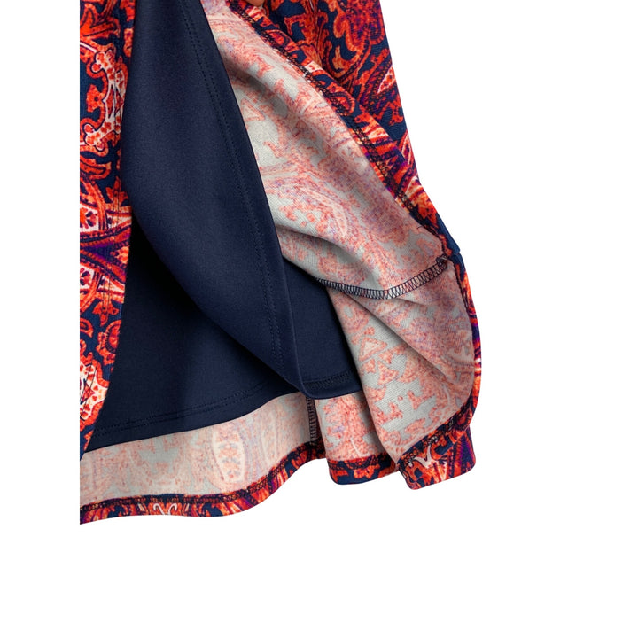 Renee C Womens Skirt Made In USA Vibrant Red & Blue Baroque Pattern Medium Cotton Blend Elegant & Comfortable