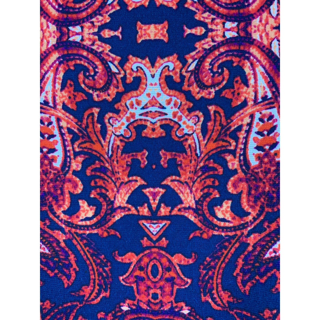 Renee C Womens Skirt Made In USA Vibrant Red & Blue Baroque Pattern Medium Cotton Blend Elegant & Comfortable