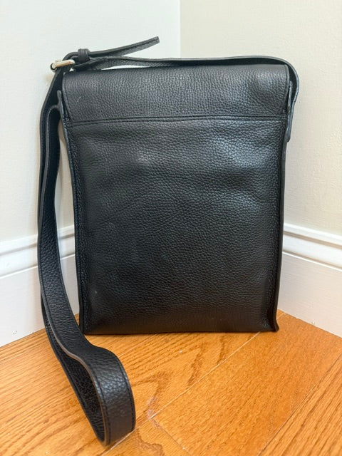 Cole Haan Men’s Black Pebbled Leather Crossbody Vintage Style Bag