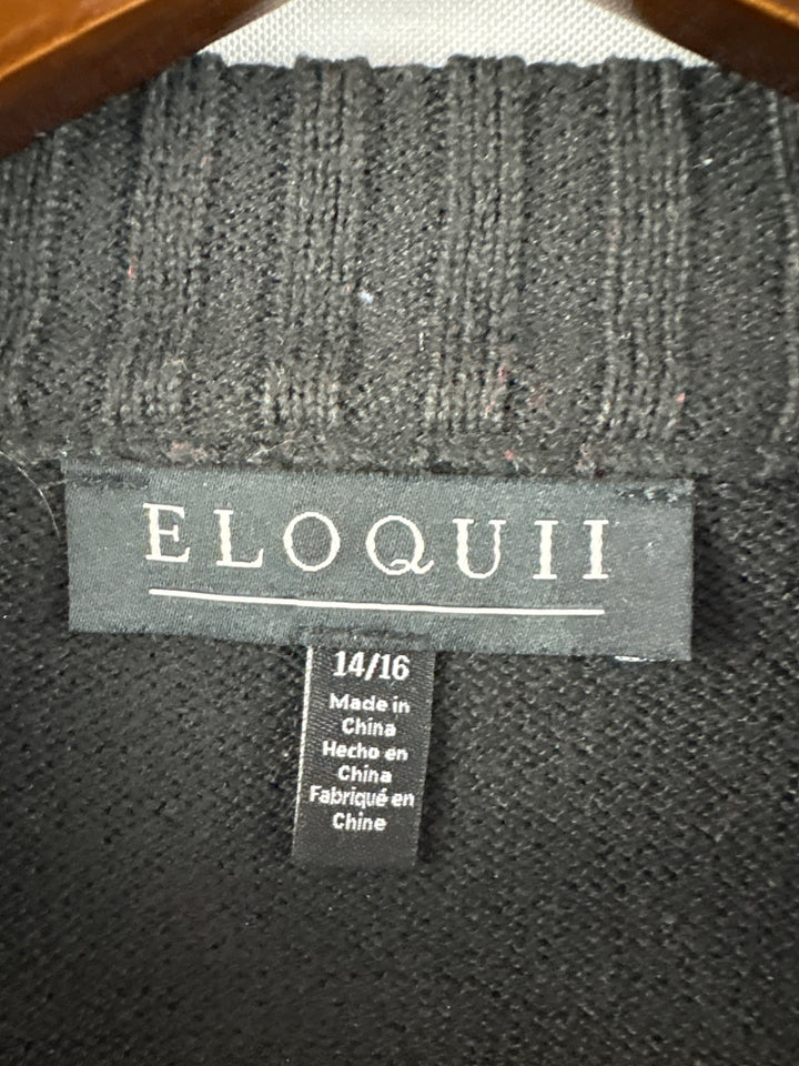Women’s Eloquii Size 14/16 Black Crewneck Sweater w/ Faux Buttons