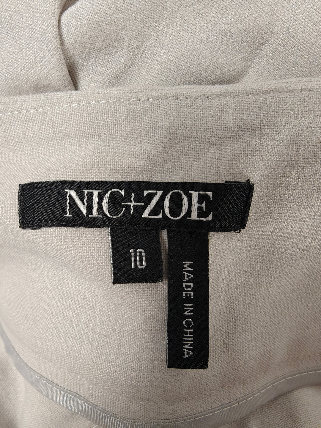 Womens Nic+Zoe Straight Leg Pants Cream/Gray Size 10 NWT