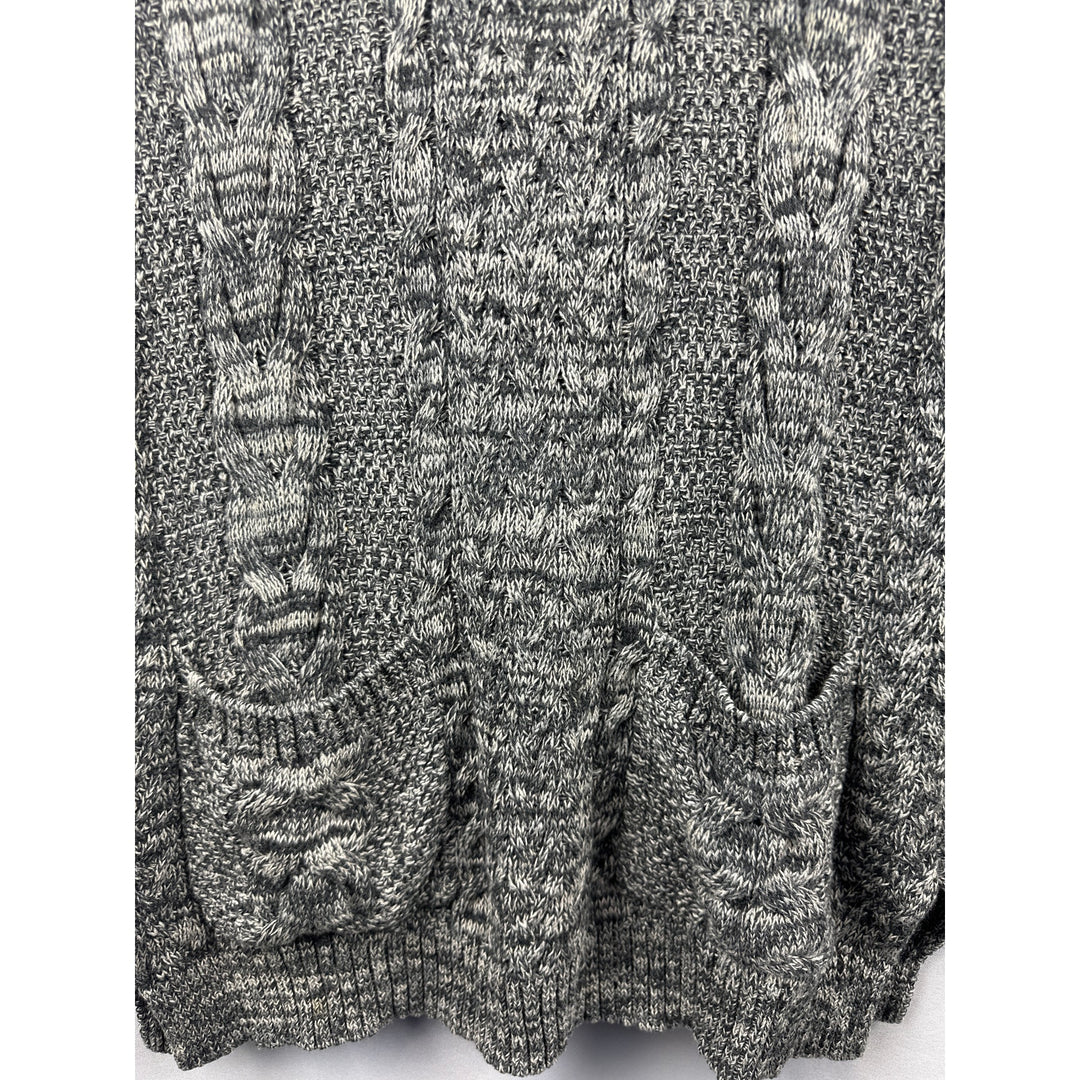 Women’s Jeanne Pierre Two-Toned Gray Cotton Knit Cowl Neck Sweater Size Small