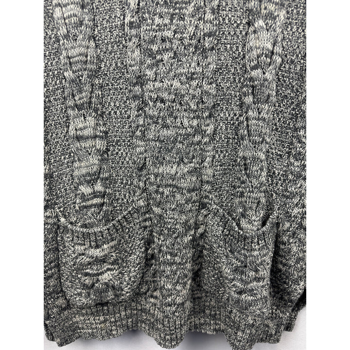 Women’s Jeanne Pierre Two-Toned Gray Cotton Knit Cowl Neck Sweater Size Small