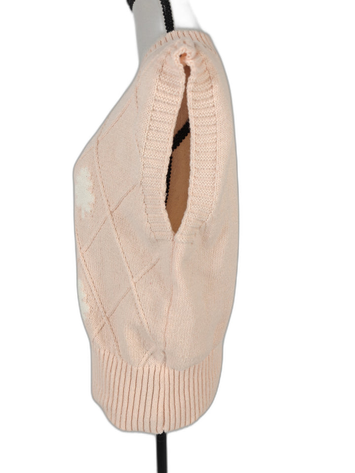 Womens SHEIN Sweater Vest Pink White Christmas Tree M