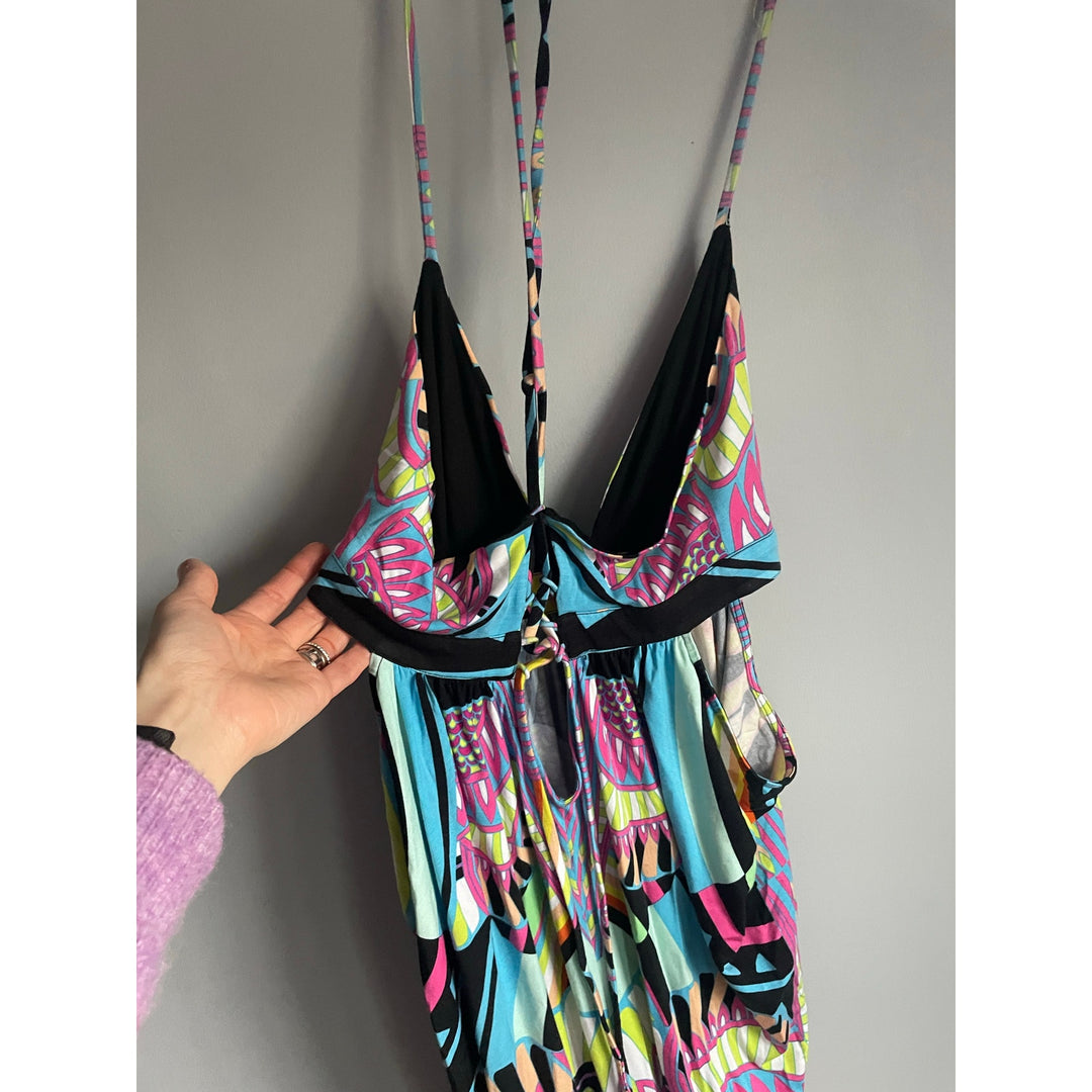 Mara Hoffman Swim Triangle Cutout Maxi Dress Medium Boho Aztec Dopamine Vacation