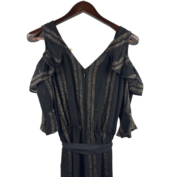 Women’s Soft Surroundings Black & Gold Pantsuit w/ Belt