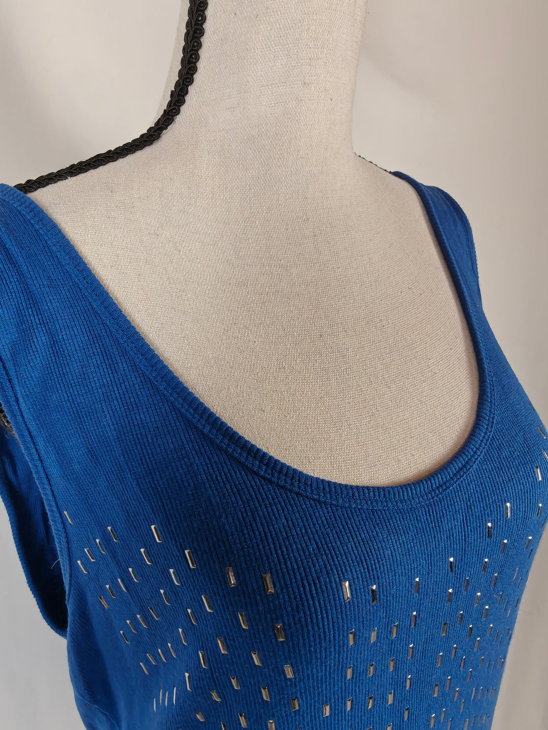 Women Calvin Klein Embellished Tank Top Royal Blue Size XL