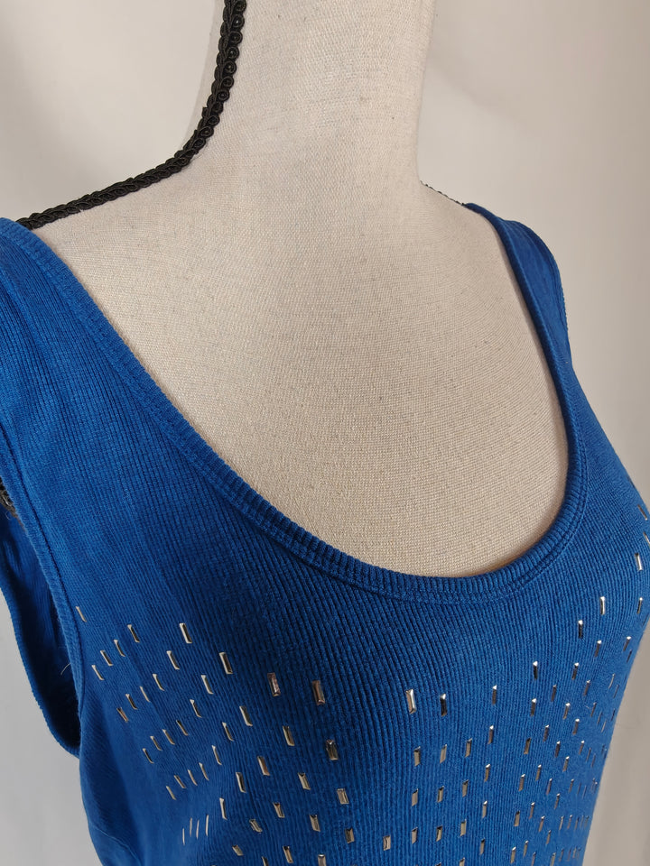 Women Calvin Klein Embellished Tank Top Royal Blue Size XL