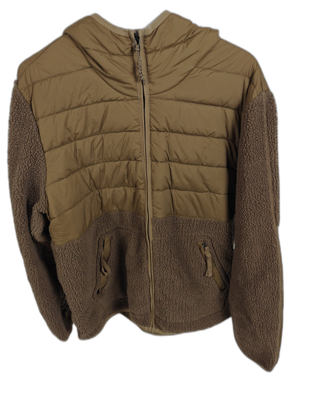 REI Outdoor Hybrid Sherpa Fleece Insulated Puffer Jacket Brown Size XL
