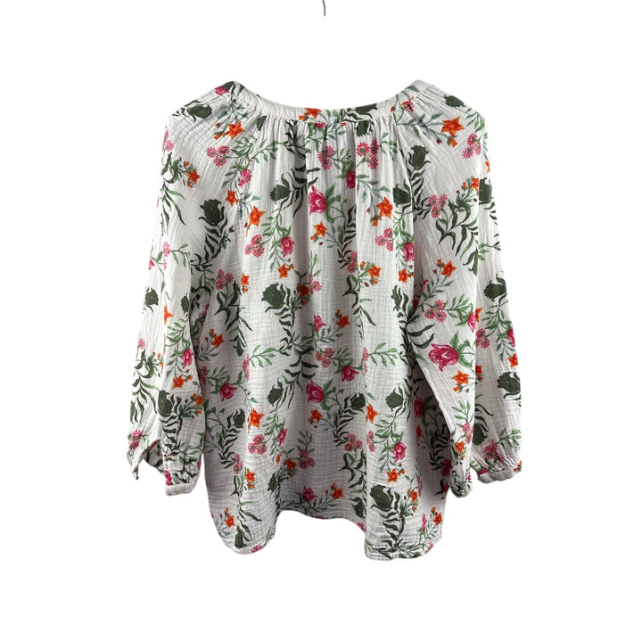 Women’s Style & Co. XL White Floral Button Up Blouse