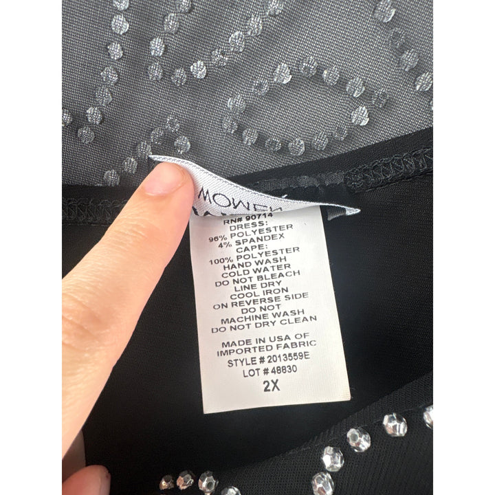 Women’s MSK Size 2X Black Evening Gown w/ Beaded Shawl Overlay
