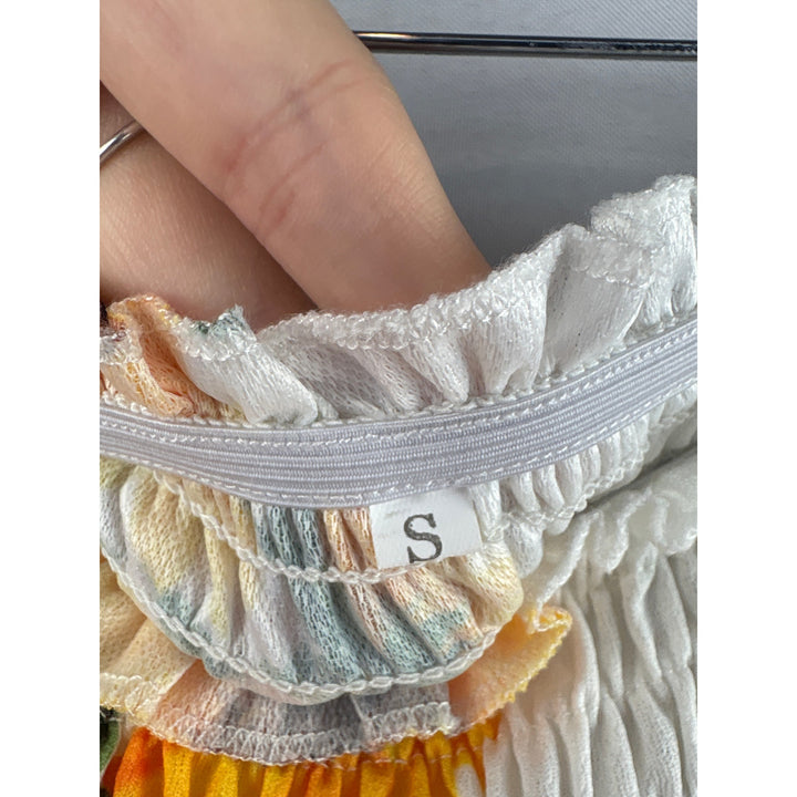 Women’s Size Small Unbranded White w/ Yellow Sunflowers Midi Skirt