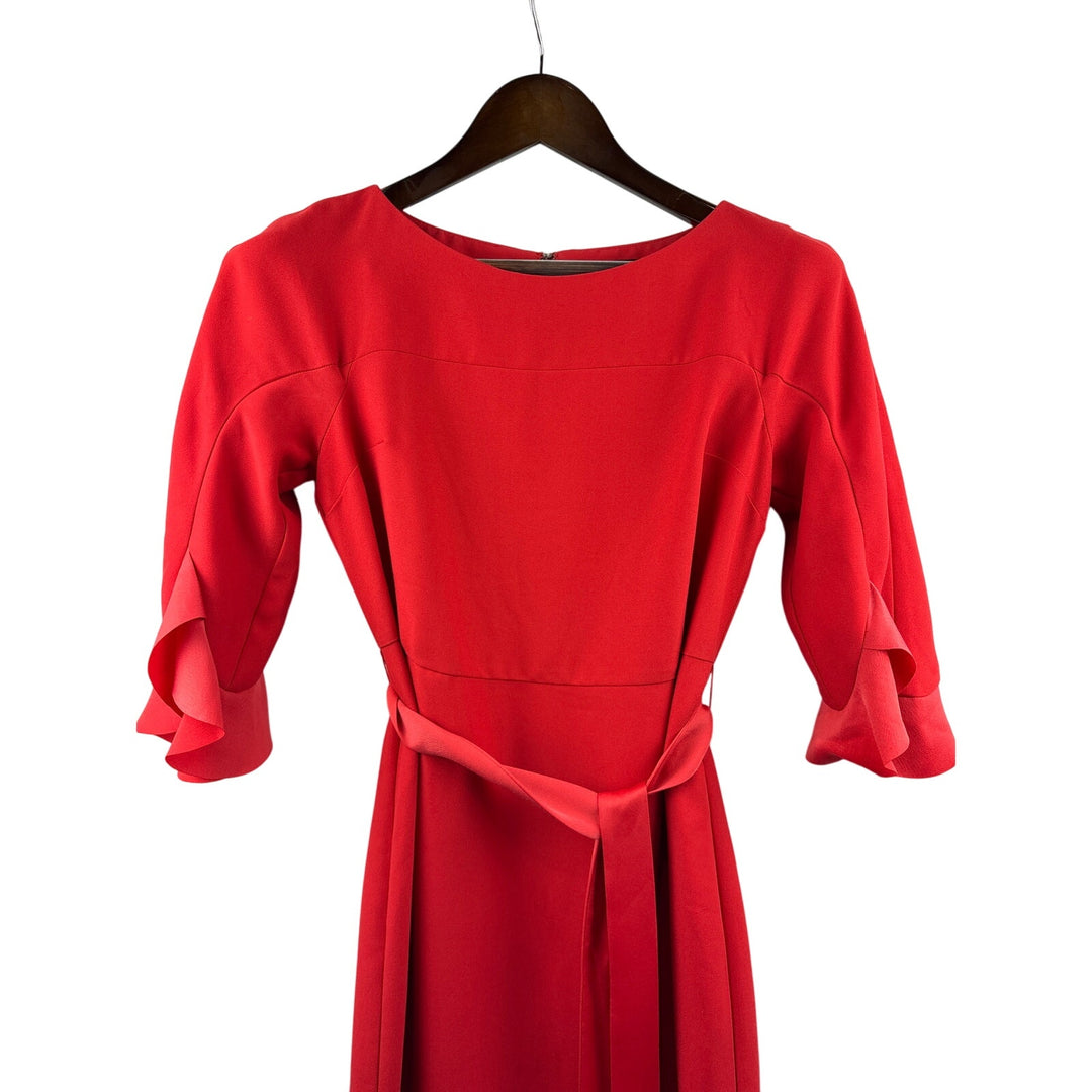 Women’s Banana Republic Size 4 Bright Orange Midi Dress w/ Belt