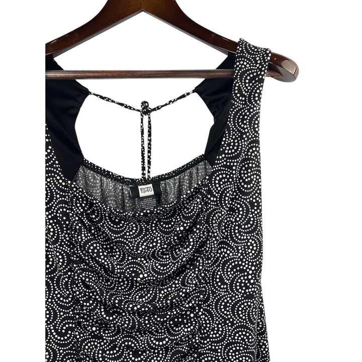 Women’s Studio 1940 Medium Black Tank Blouse w/ White Dot Oattern