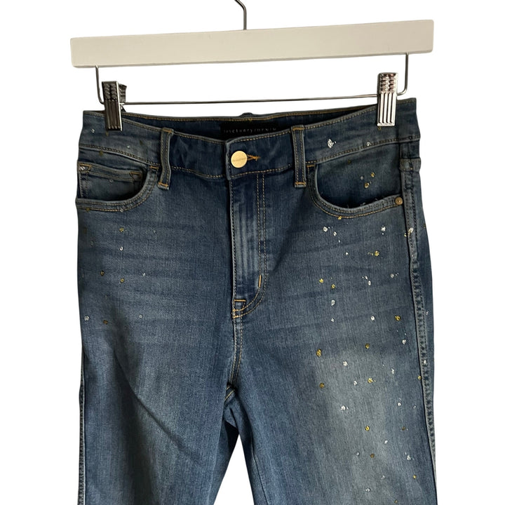 Sanctuary Glitter Splatter Straight leg jeans Blue Modern Straight Crop High Rise sz 27