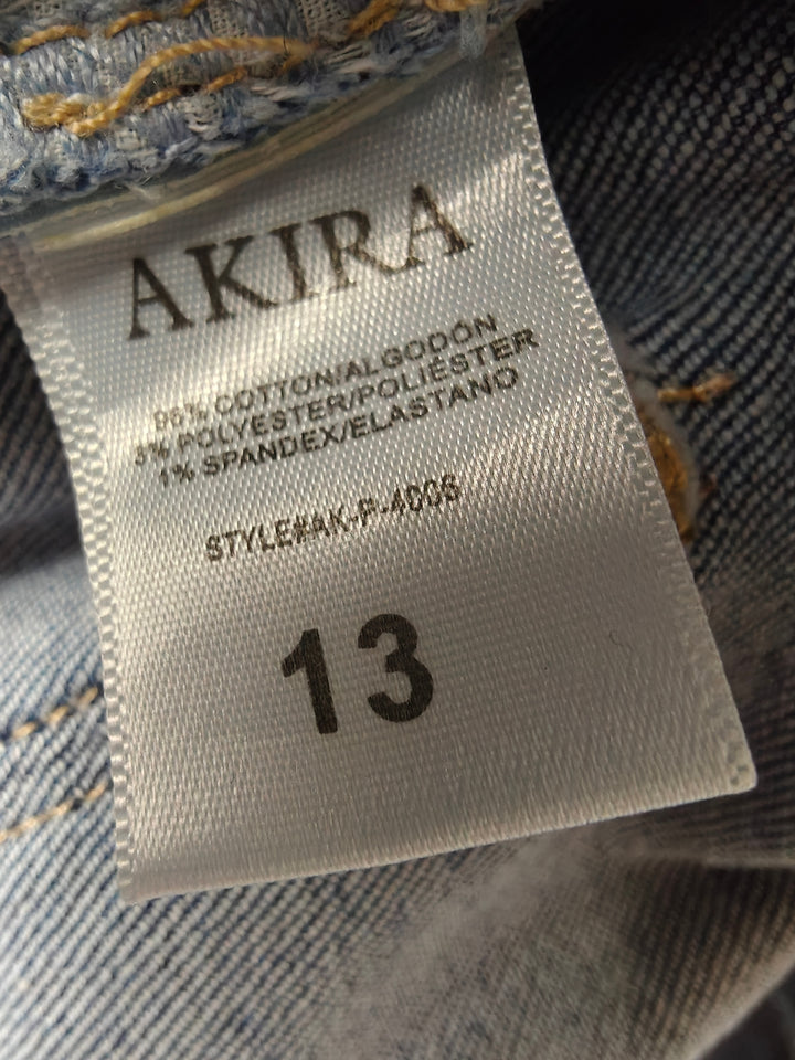Akira Womens High Rise Wide Leg Jeans Blue Frayed Hem
