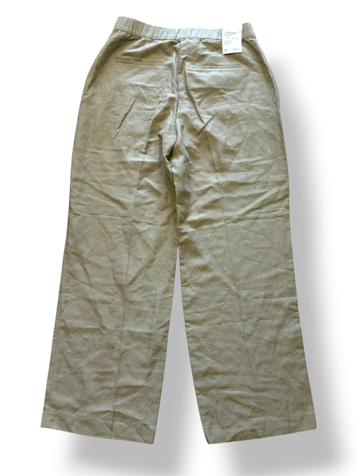 Aritzia Limitless Linen Curve Fit High Rise Wide Leg Pants Size 12 Olive Tan NWT