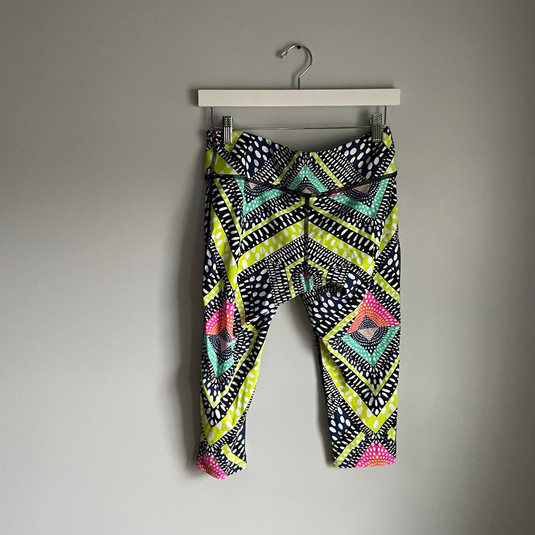 Mara Hoffman Cropped Boho Loud Neon Dopamine Dressing Workout Leggings sz Medium