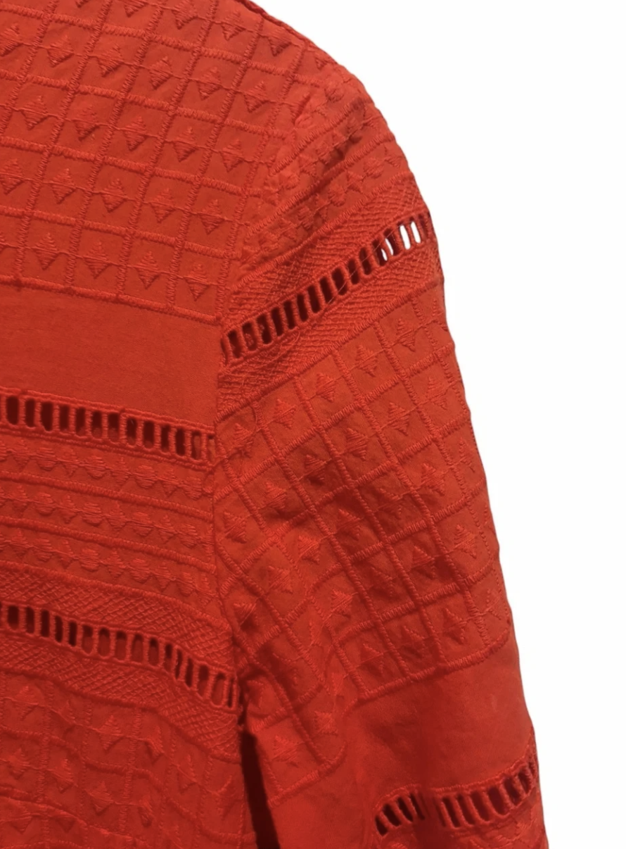 J.Crew Red Embroidered Eyelet Bell Sleeve Mini Dress – Size 4 Elevated Basics
