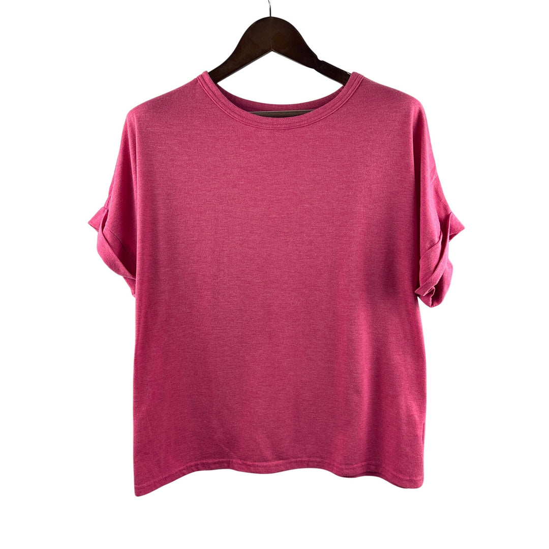 Women’s Large Muted Hot Pink Short Sleeve Shirt