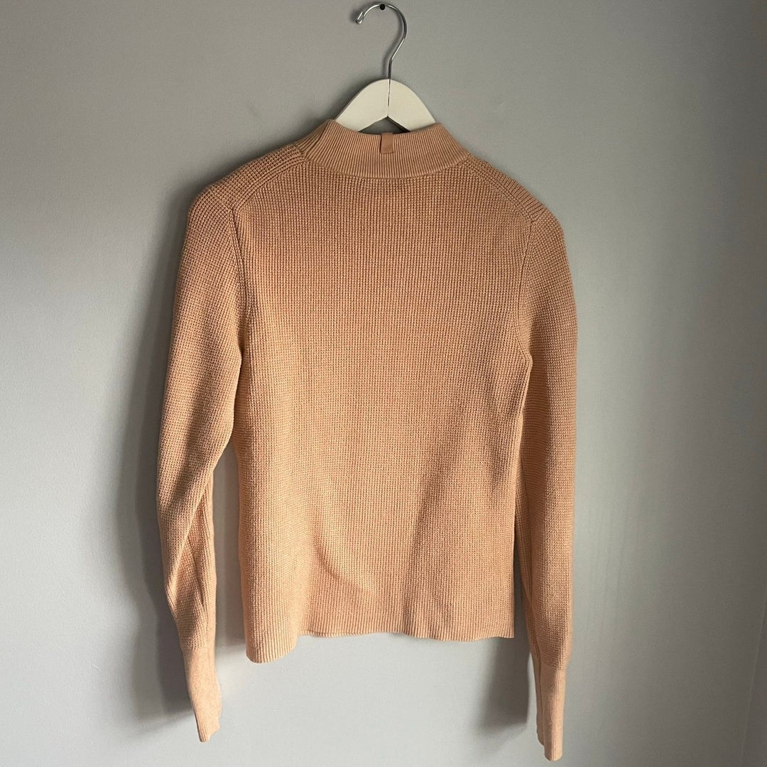 Lunya Tan Mock Neck Sweater sz Small Silk Blend Lounge Neutral Minimalist