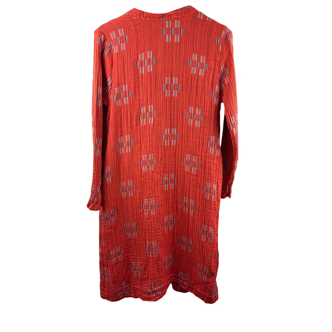 Women’s Small Orange w/ Blue Patterned Long Sweater