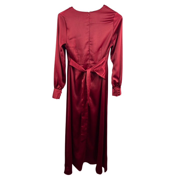 Women’s Nasty Gal Size 6 Ruby Red Satin Long Sleeve Maxi Dress
