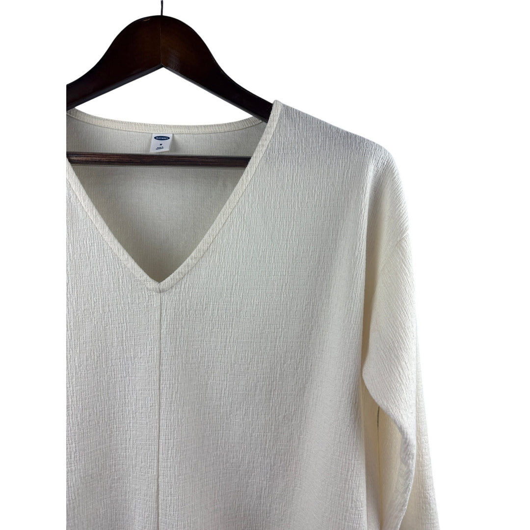 Women’s Old Navy Medium Cream 3/4 Sleeve Shirt w/ Front Knot