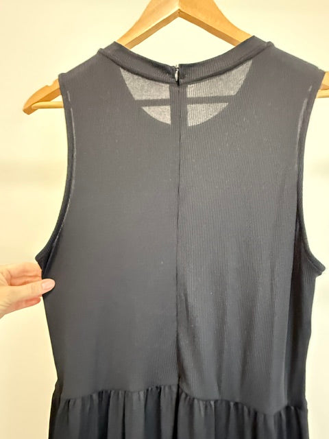 Cider Black Ribbed Wide‑Leg Jumpsuit – Corset Waist SzXL NWT