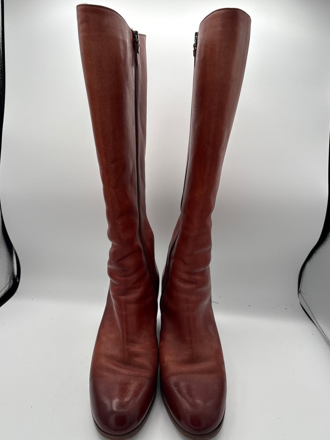 Women’s Pantanetti Size 9.5 Orange Brown Leather Boots