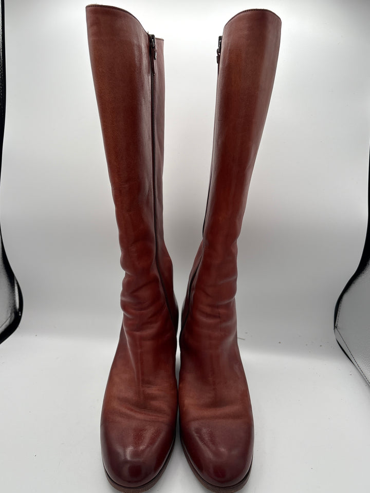 Women’s Pantanetti Size 9.5 Orange Brown Leather Boots