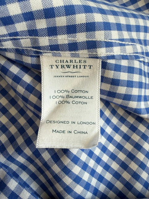 Charles Tyrwhitt Non‑Iron Slim Fit Check Shirt SzL(16/35)