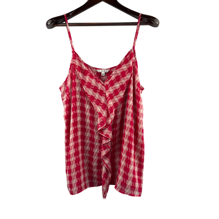 Women’s Cabi XL Pinkish Red & White Patterned Sleeveless Blouse
