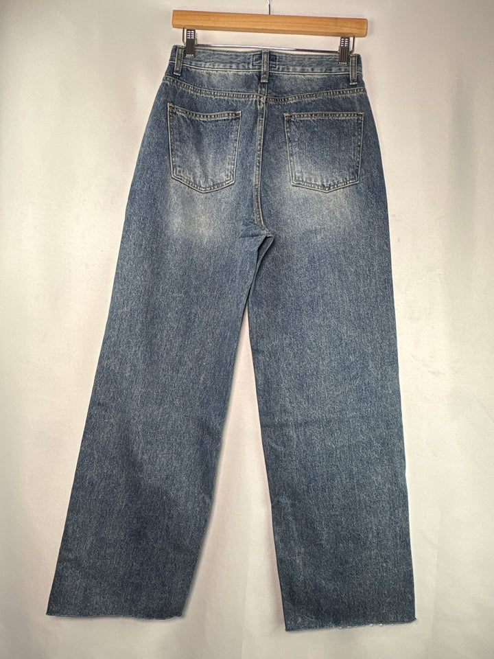 Womens Moia High Waisted Medium Wash Blue Wide Leg Jeans Size Medium
