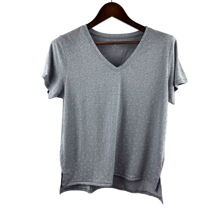 Women’s Lucky Brand Medium Light Grey T-Shirt w/ Teal Flowers