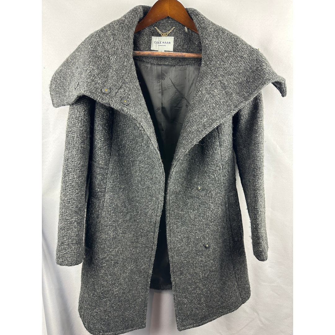 Women’s Cole Haan Signature Herringbone Wool Blend Pea Coat Size 6