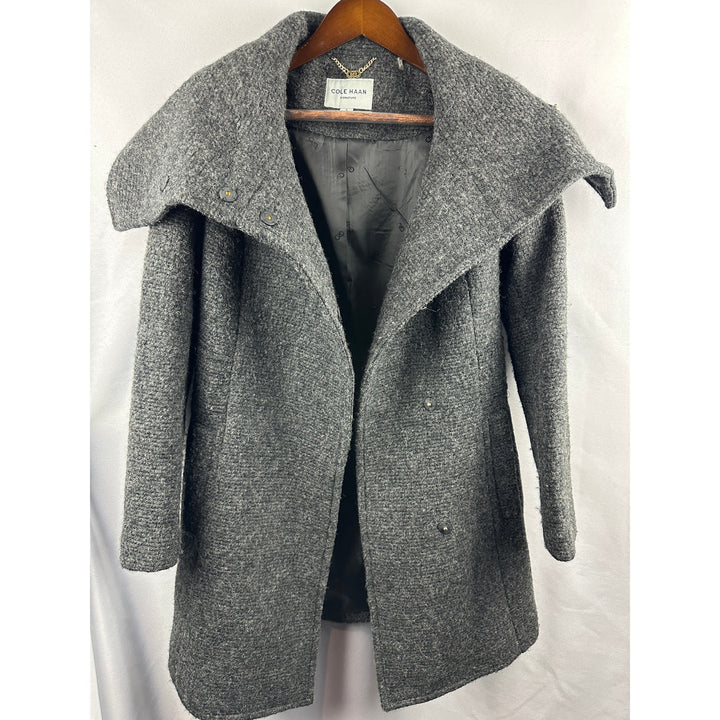 Women’s Cole Haan Signature Herringbone Wool Blend Pea Coat Size 6