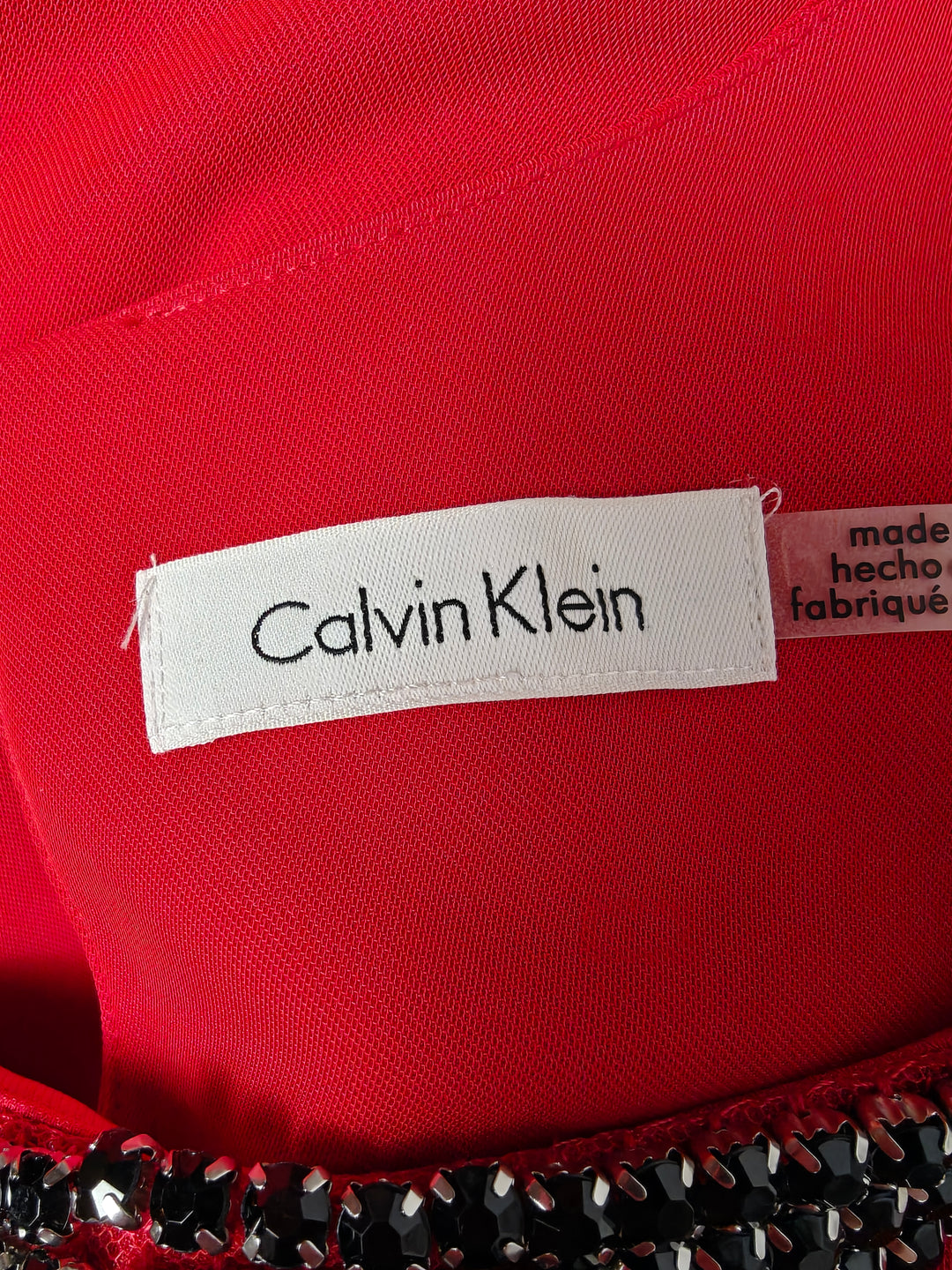 Womens Calvin Klein Sleeveless Embellished Blouse Red Size Unknown