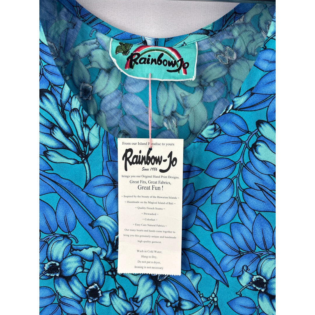 Women’s Rainbow Jo 1XL Blue Floral Short Sleeve Blouse