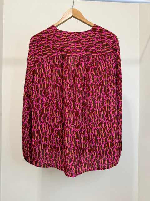INC International Concepts Abstract Print Faux Wrap Blouse SzXL