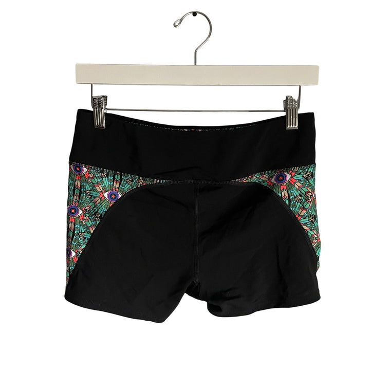 Mara Hoffman Black Spandex Athletic Shorts Boho Eyes Running Pilates sz Medium