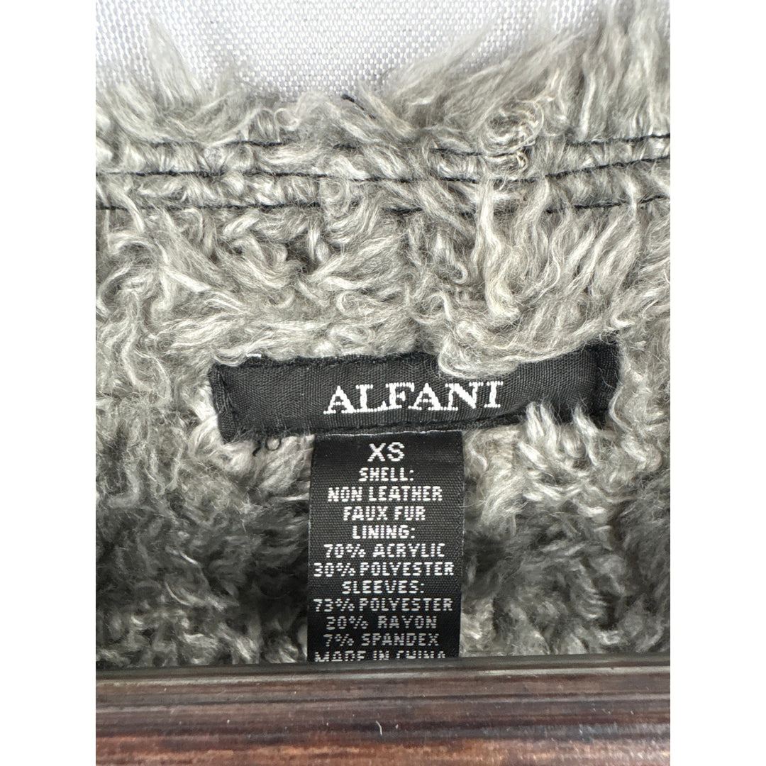 Women’s Alfani XS Grey Suede Jacket w/ Shirt Sleeves & Fur Lined