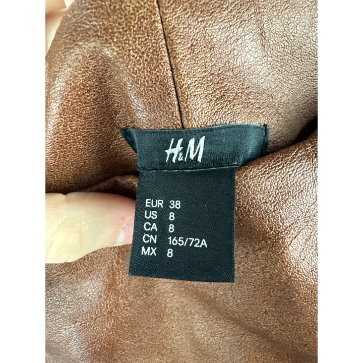 Women’s H&M Size 8 Brown Faux Leather Asymmetrical Skirt