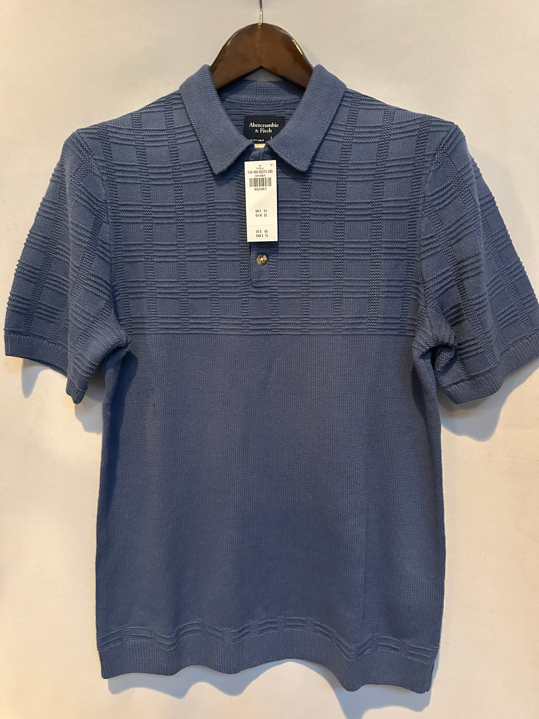 Men’s Abercrombie Slate Blue Cable Knit Polo Size M