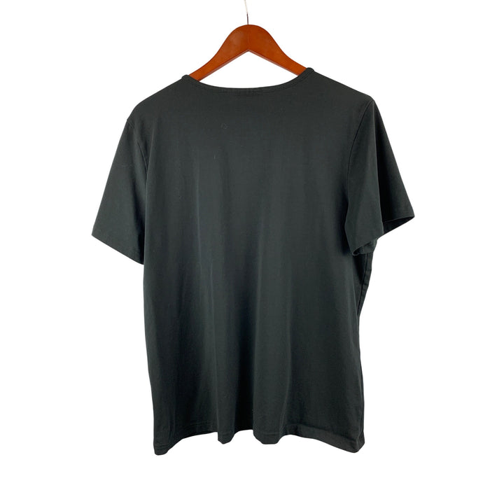 Susan Graver Womens Black V-Neck Short Sleeve Top With Lace Detail Size L