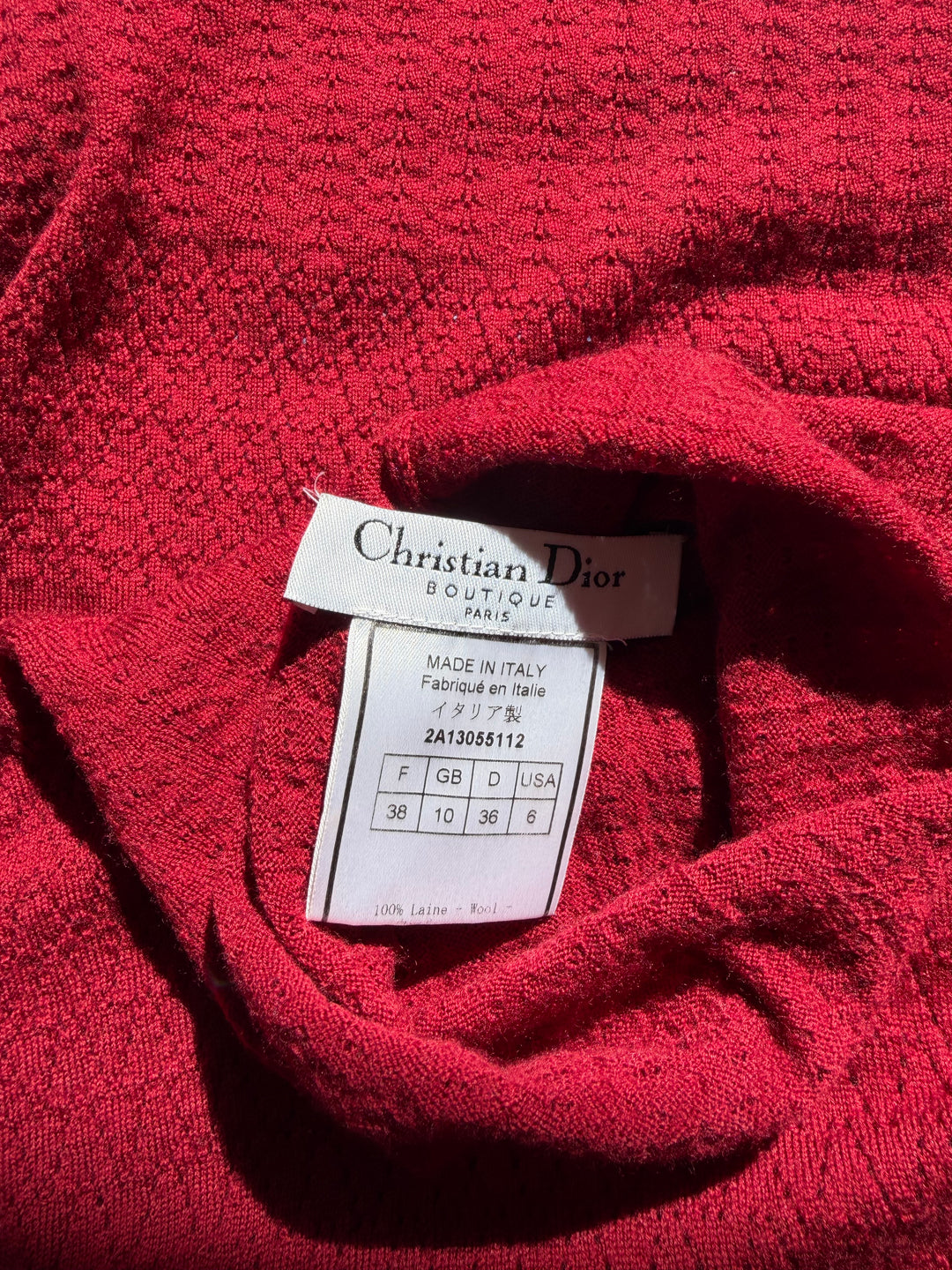 Christian Dior Boutique Burgundy 100% Wool Sleeveless Turtleneck Sweater