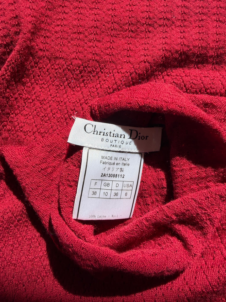 Christian Dior Boutique Burgundy 100% Wool Sleeveless Turtleneck Sweater
